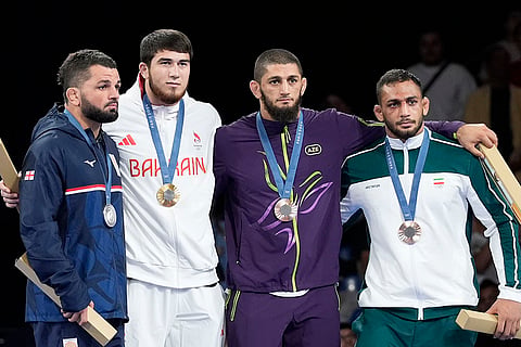 Paris Olympics men's freestyle 97kg wrestling: Georgia's Givi Matcharashvili, silver, Bahrain's Akhmed Tazhudinov, gold, Azerbaijan's Magomedkhan Magomedov, Iran's Amirali Azarpira, bronze